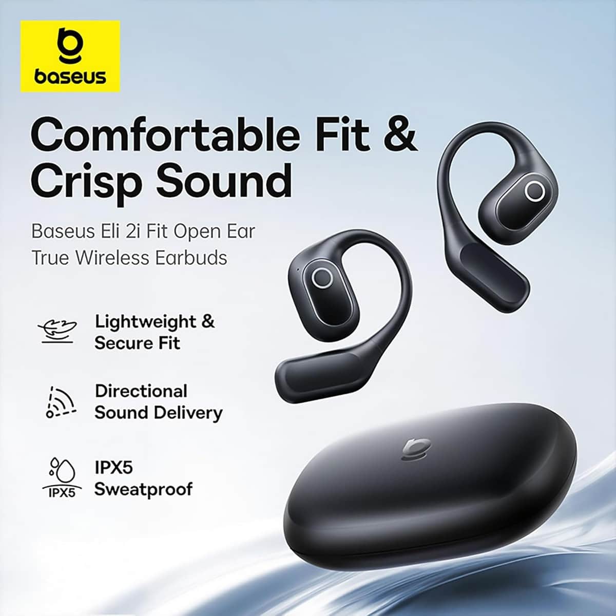 Baseus Black Eli 2i Fit Open Wireless Earbuds