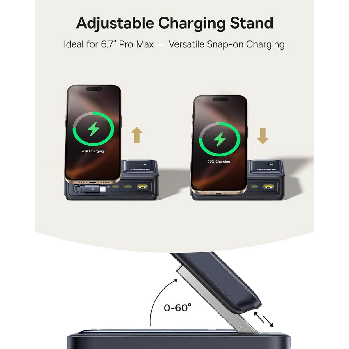 Baseus Black Nomos Qi2 140W 5-in-1 Wireless Charging Station & Retractable Cable Set