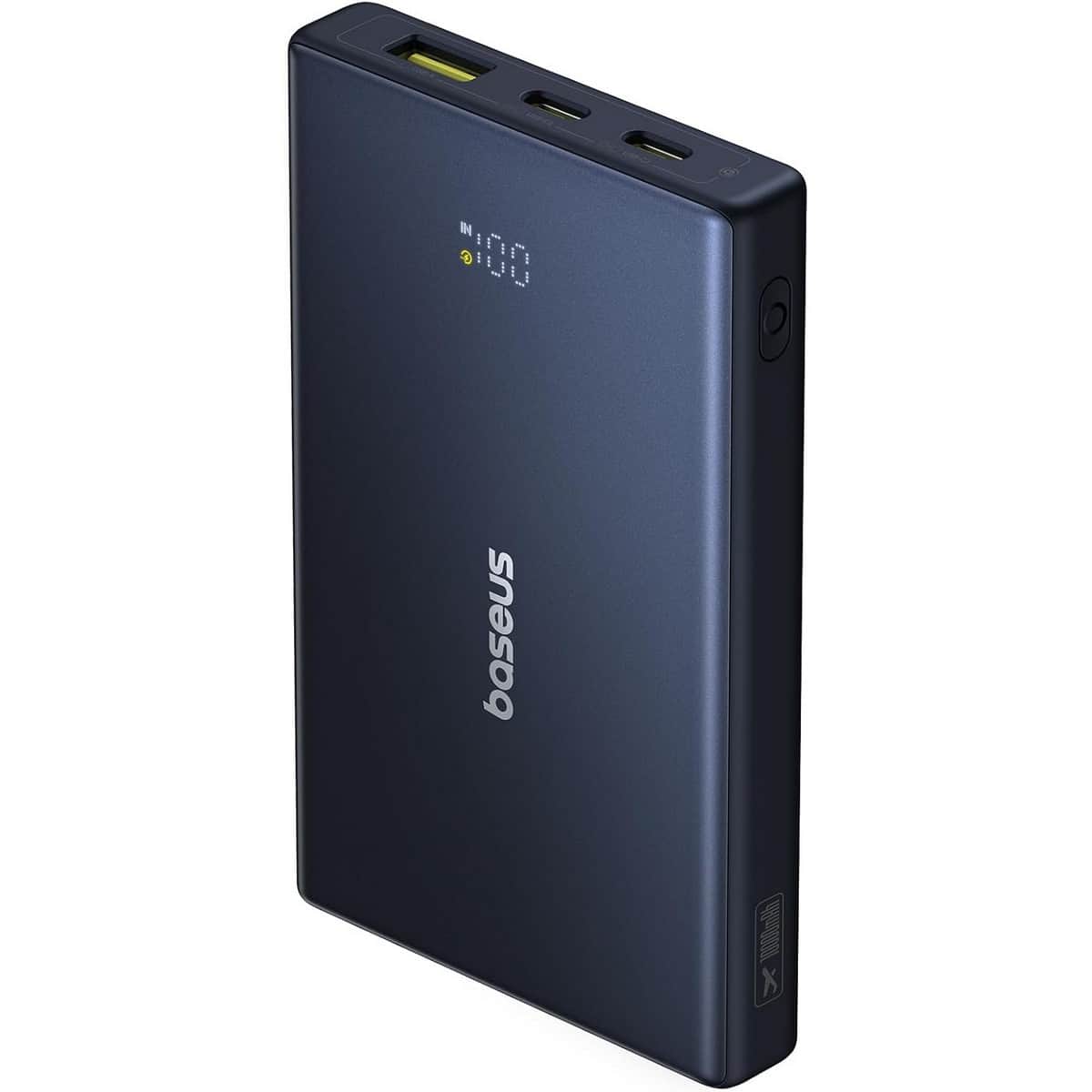 بيسوس أسود بيكو جو شاشة رقمية بنك طاقة 10000mAh بقدرة 20 واط مع طقم كابل