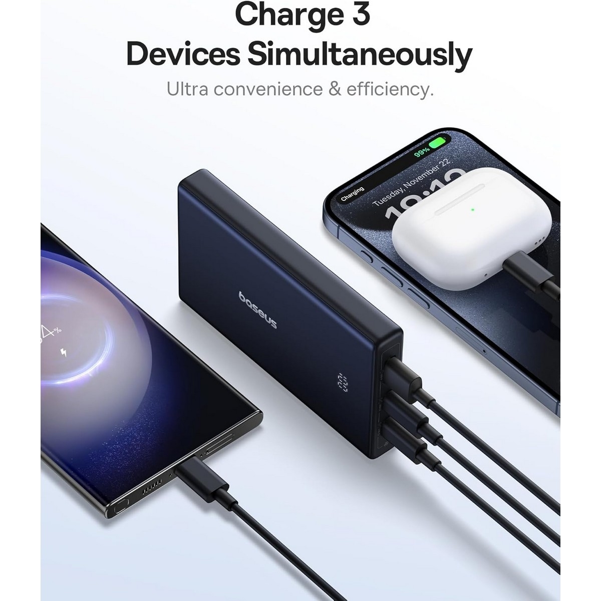 Baseus Black PicoGo Digital Display 10000mAh 20W Power Bank & Cable Set