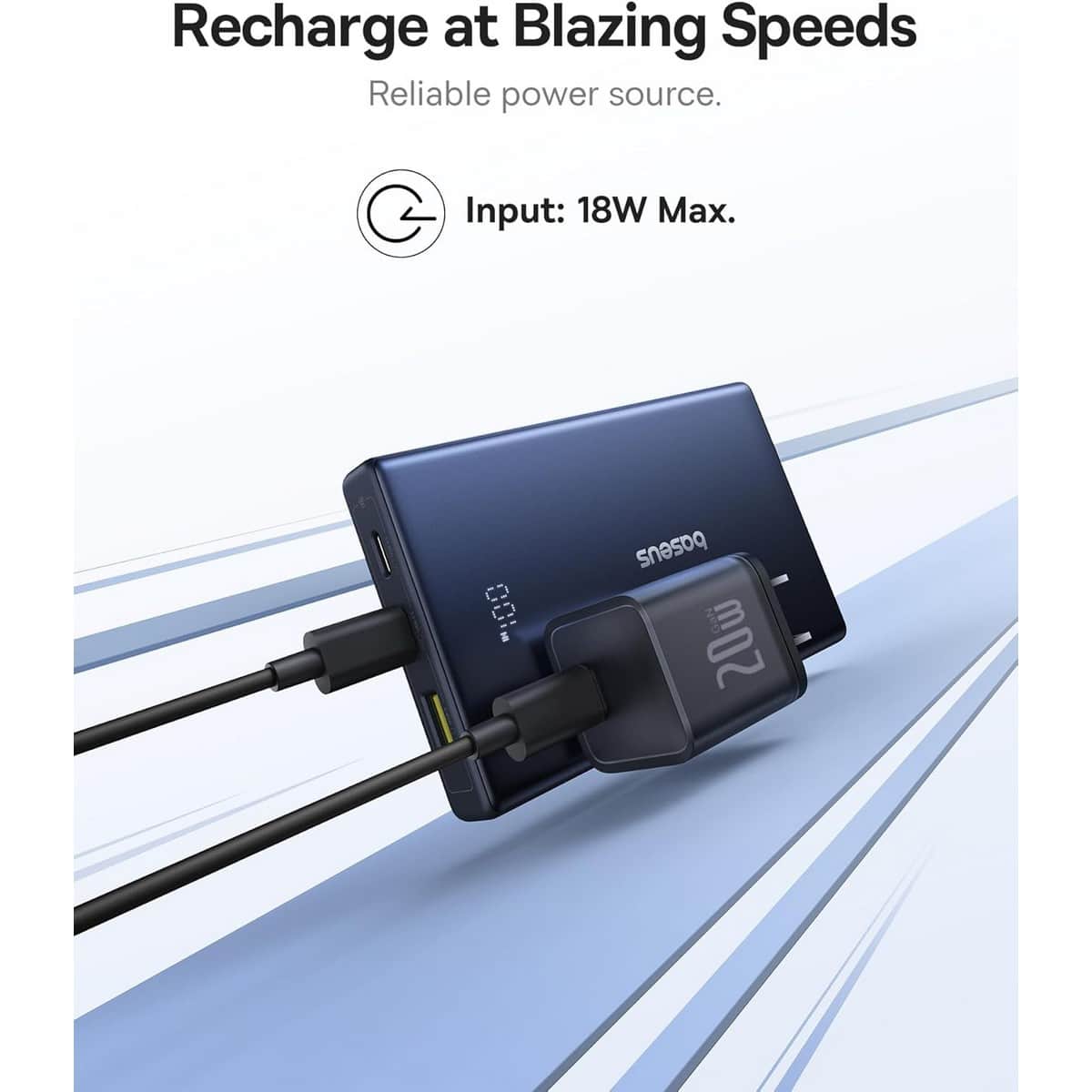بيسوس أسود بيكو جو شاشة رقمية بنك طاقة 10000mAh بقدرة 20 واط مع طقم كابل