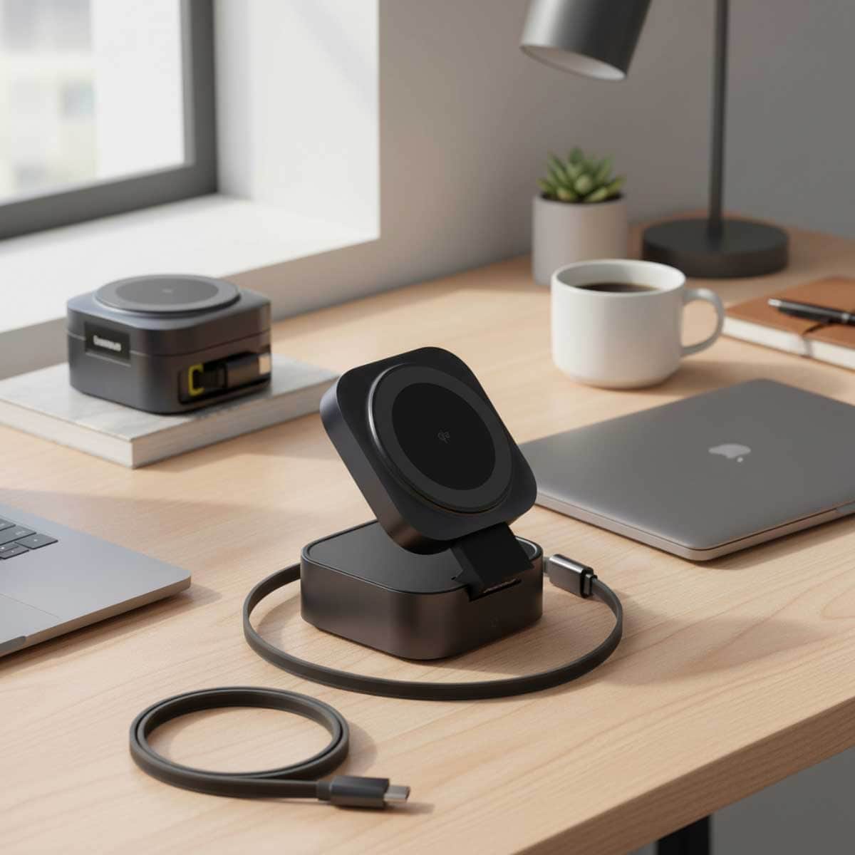 Baseus Black PicoGo Qi2 67W 2-in-1 Magnetic Wireless Charging Station & Cable Set
