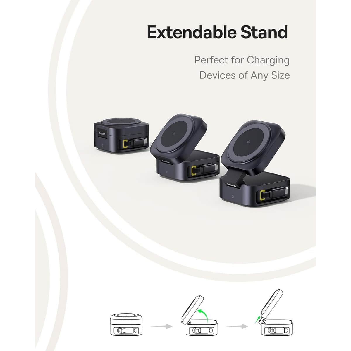 Baseus Black PicoGo Qi2 67W 2-in-1 Magnetic Wireless Charging Station & Cable Set