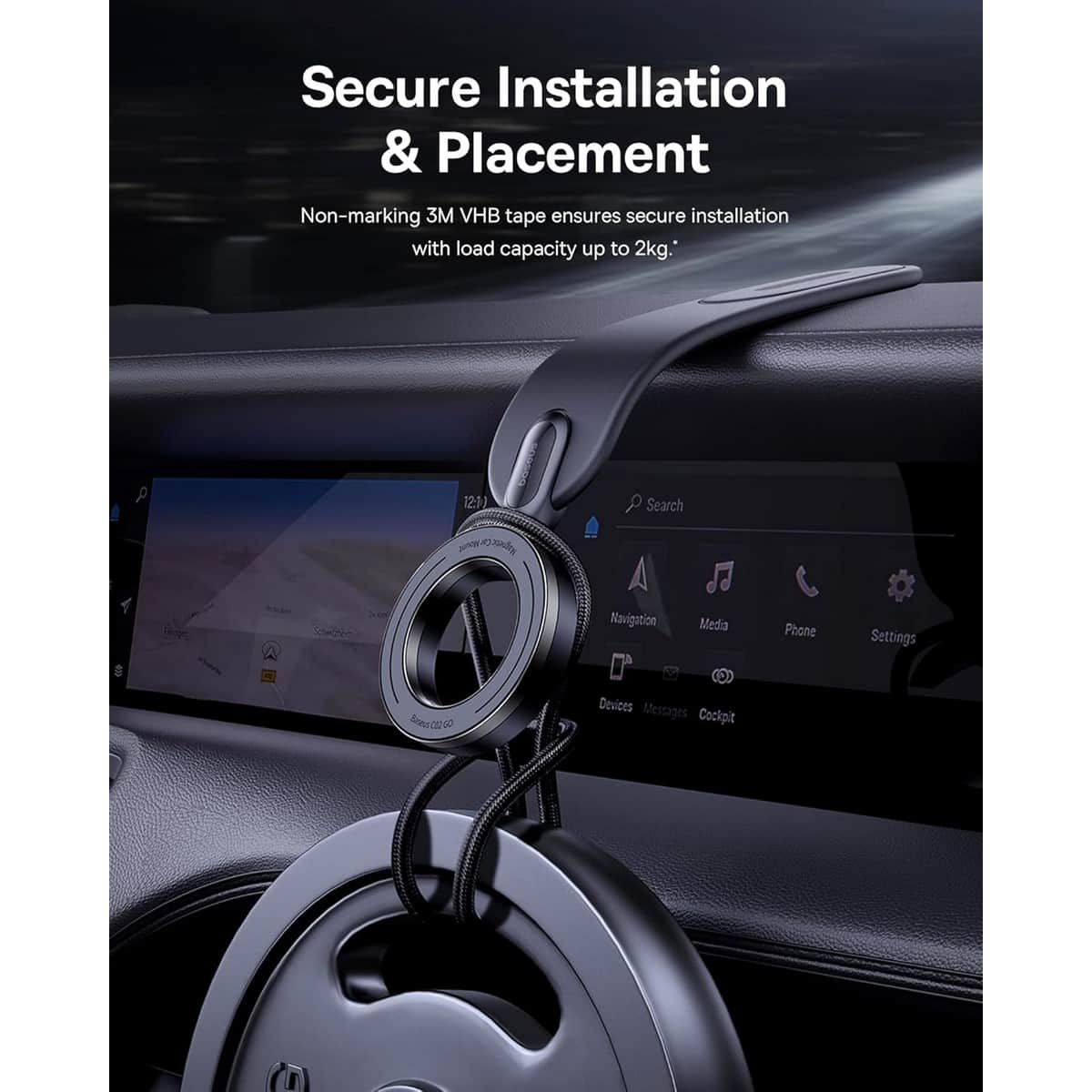 Baseus Black PrimeTrip Series C02 Go Stick-on Magnetic Car Mount