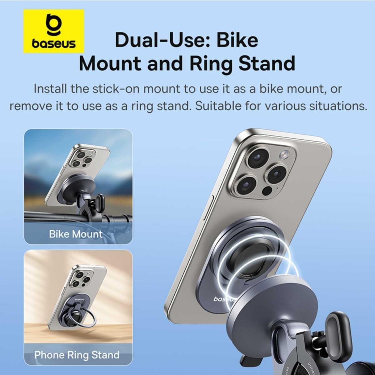 Baseus Black PrimeTrip Series Stick-on Bike Phone Mount