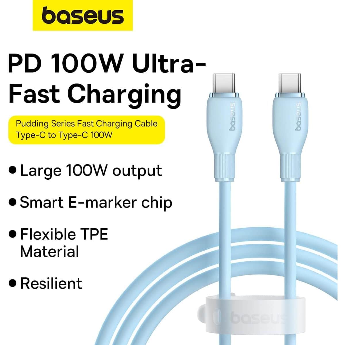 بيسوس كابل بودينغ سيريز USB-C إلى USB-C بقدرة 100 واط