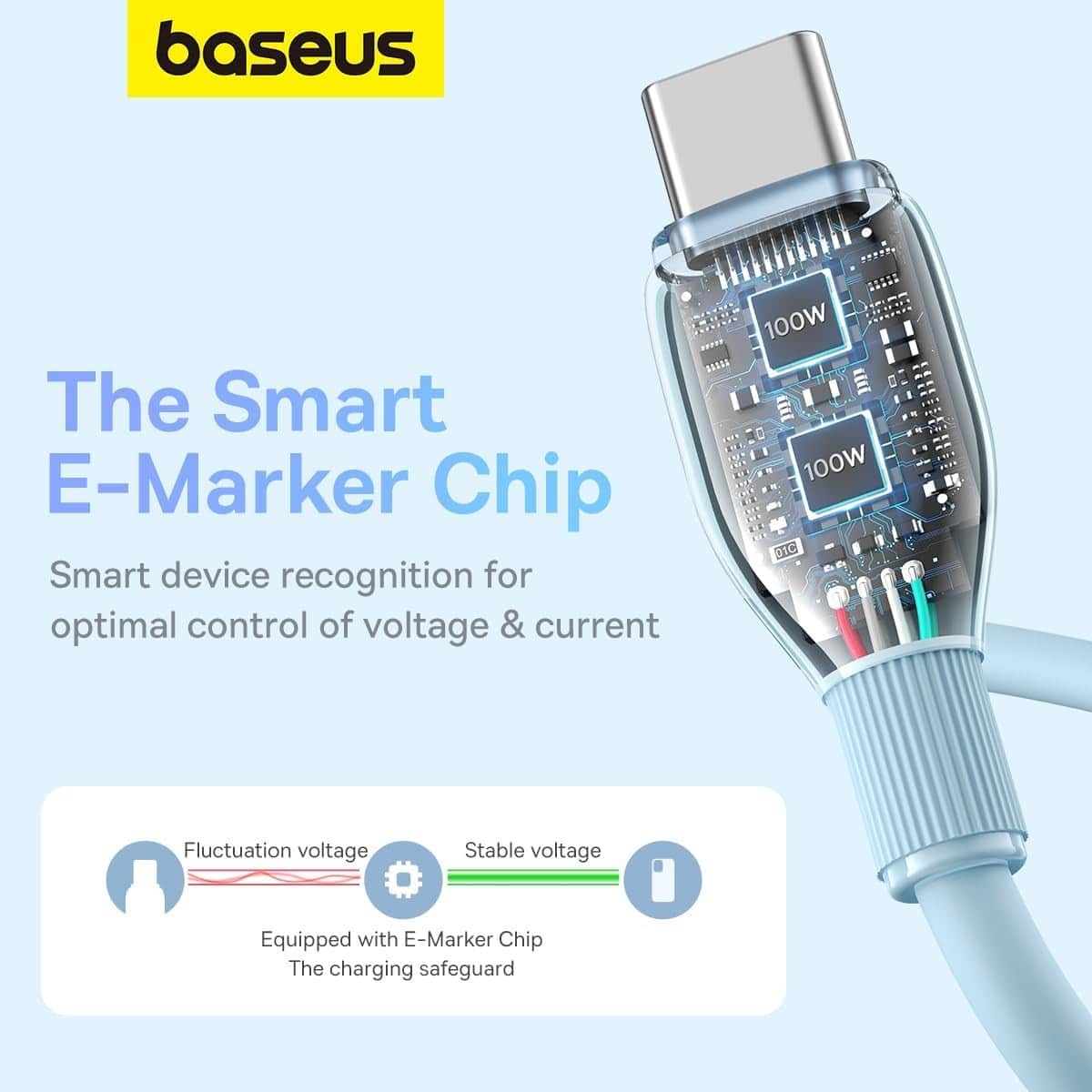 بيسوس كابل بودينغ سيريز USB-C إلى USB-C بقدرة 100 واط