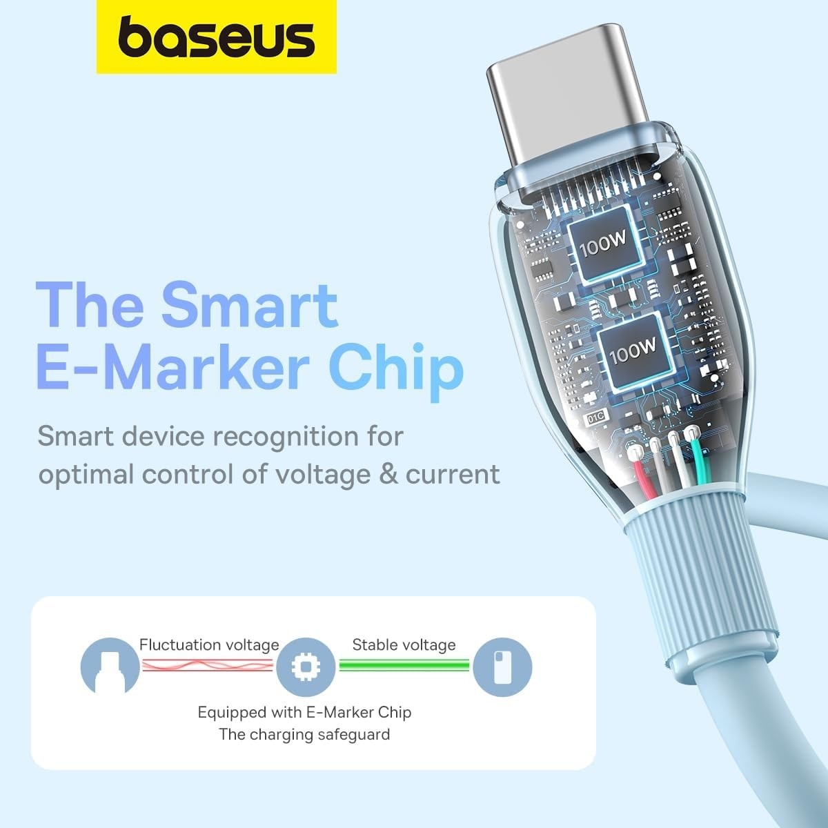 بيسوس كابل بودينغ سيريز USB-C إلى USB-C بقدرة 100 واط