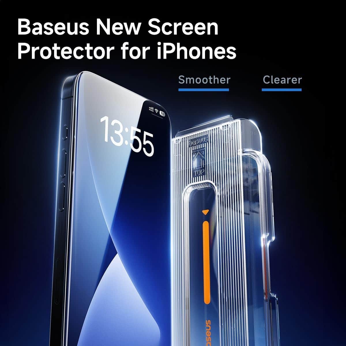 Baseus Clear Sapphire Series Full-Coverage HD Tempered Glass Screen Protector with Dust Filter for iPhone 16 Pro