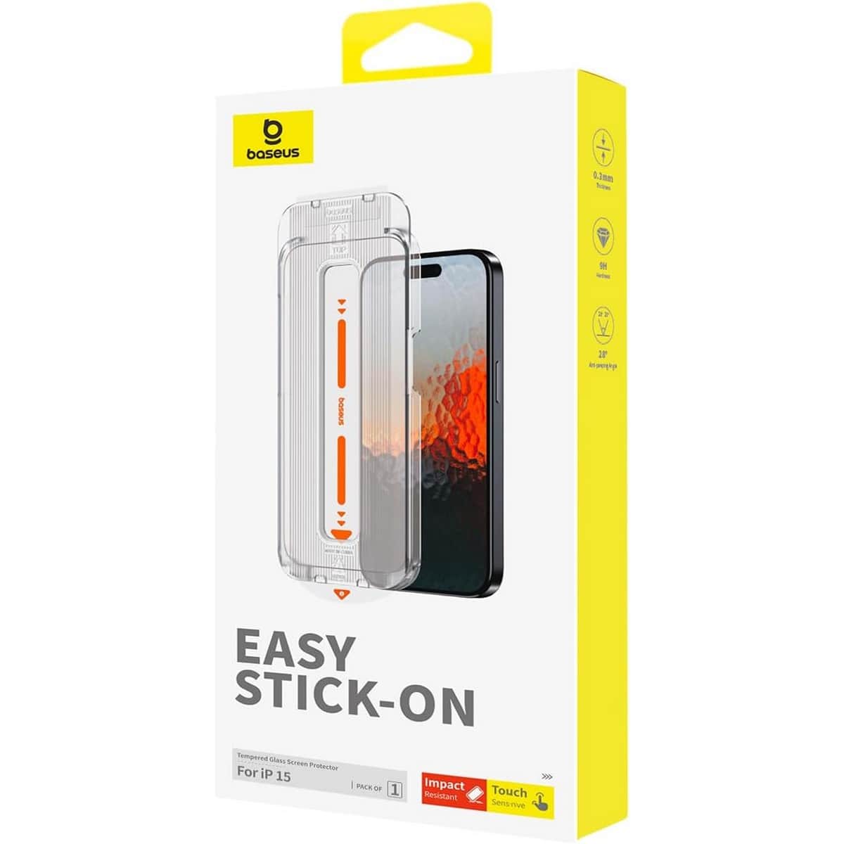 Baseus Clear Sapphire Series HD Tempered Glass Screen Protector with Dust Filter for iPhone 15 & 16