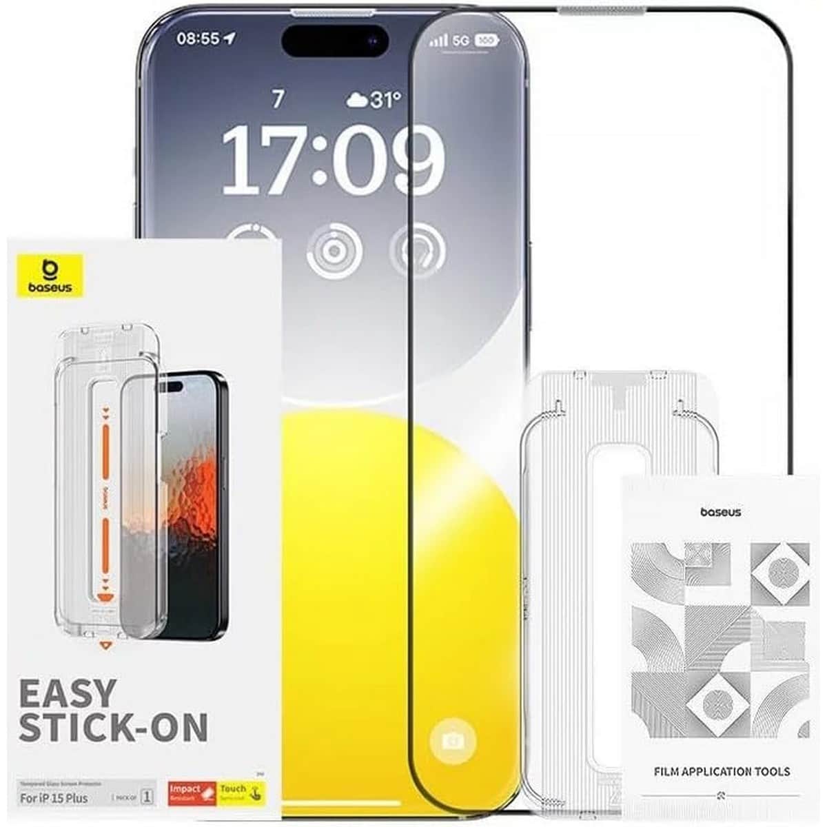 Baseus Clear Sapphire Series HD Tempered Glass Screen Protector with Dust Filter for iPhone 15 Plus & 16 Plus