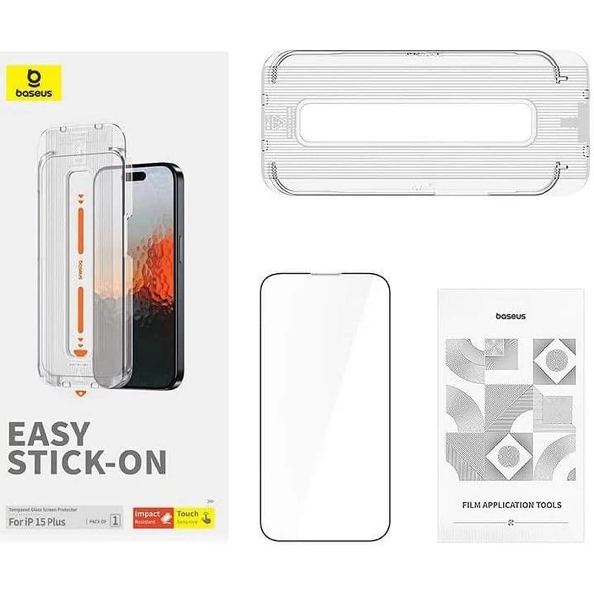 Baseus Clear Sapphire Series HD Tempered Glass Screen Protector with Dust Filter for iPhone 15 Plus & 16 Plus