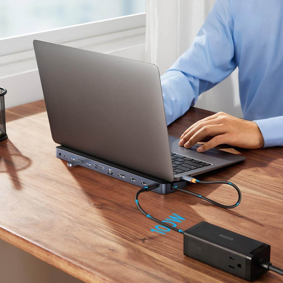 بيسوس رمادي داكن إيليت جوي جين 2 موزع USB-C بـ 12 منفذ