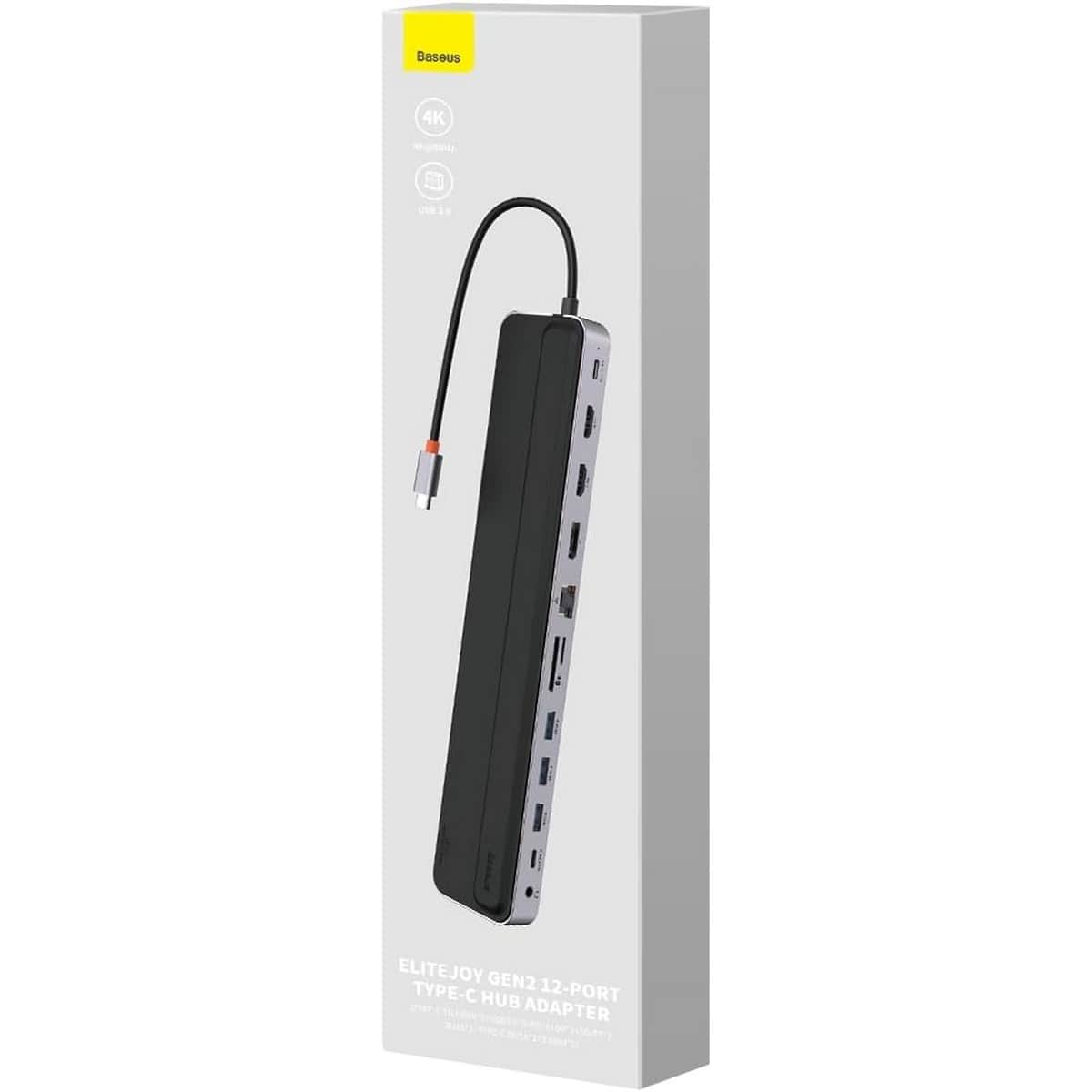 بيسوس رمادي داكن إيليت جوي جين 2 موزع USB-C بـ 12 منفذ
