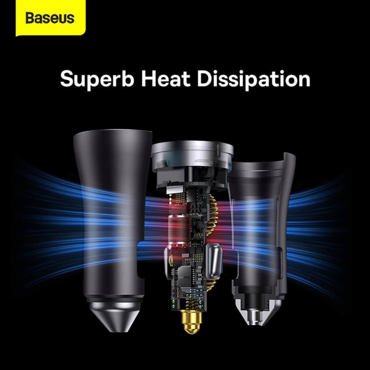 Baseus Dark Grey Golden Contactor Pro 40W 2-Port USB-C Car Charger
