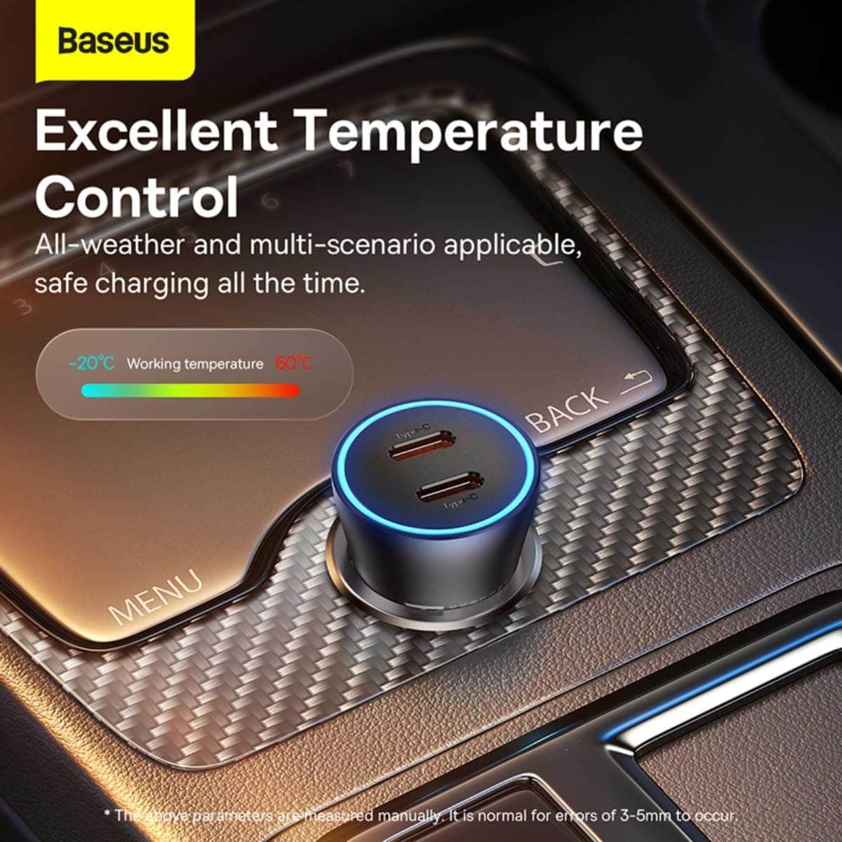 Baseus Dark Grey Golden Contactor Pro 40W 2-Port USB-C Car Charger