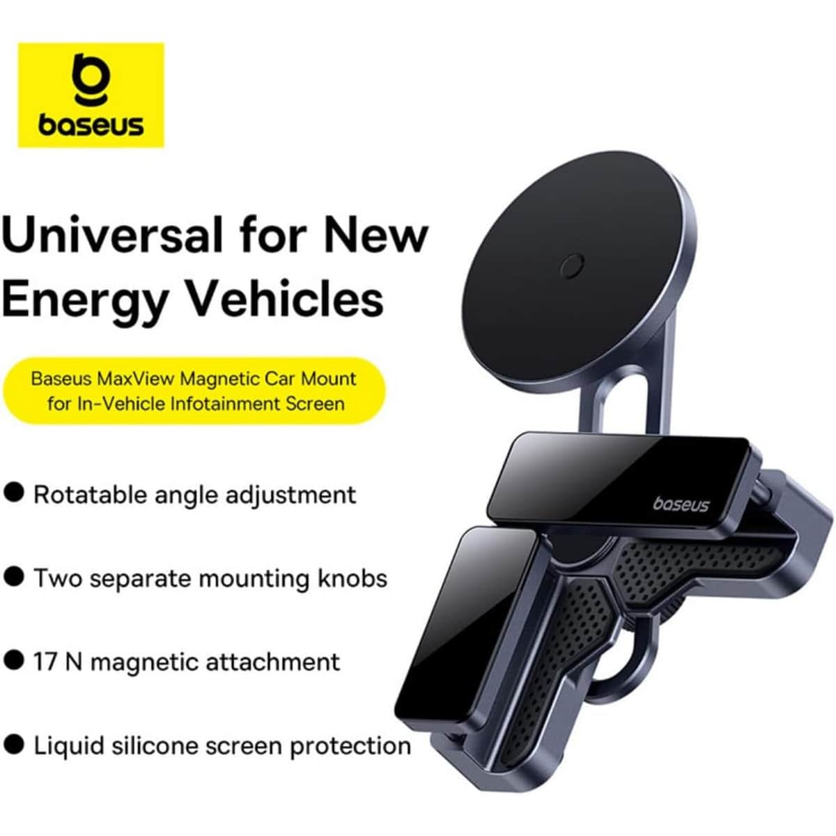 Baseus Grey MaxView Screen Magnetic Car Mount