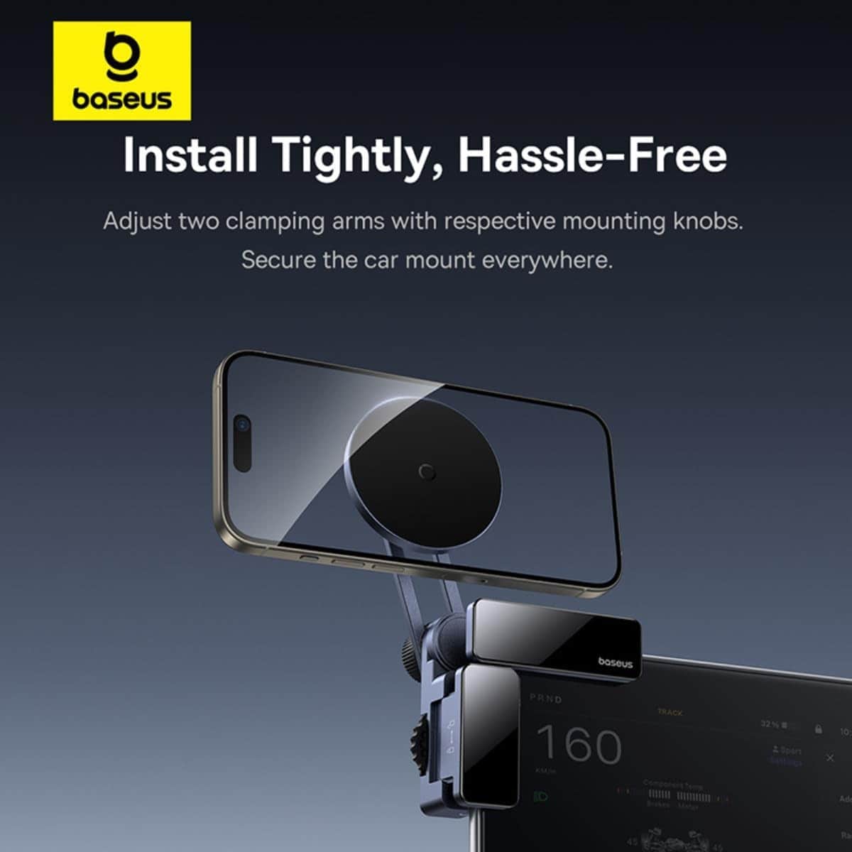 Baseus Grey MaxView Screen Magnetic Car Mount