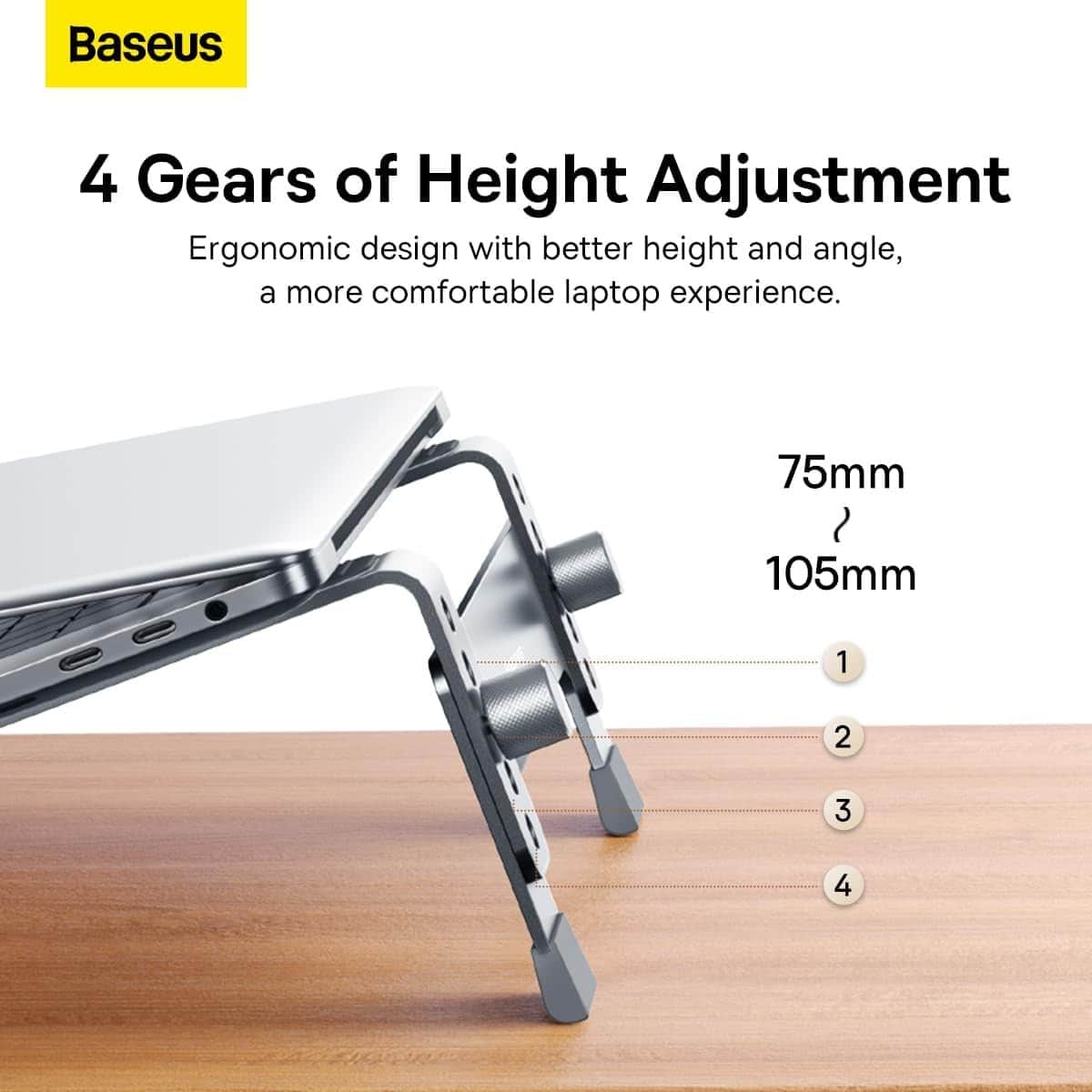 Baseus Grey UltraStable Series 4-Gear Adjustable Desktop & Laptop Stand