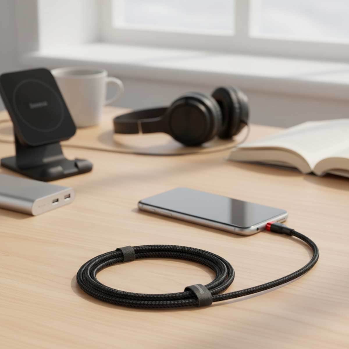 بيسوس كابل كافول USB-A إلى USB-C بقدرة 3A بطول 1 متر