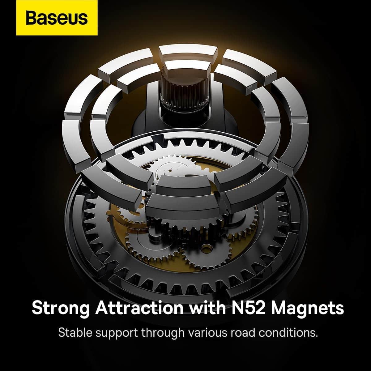 Baseus Silver T-Space Series Folding Metal Magnetic Car Mount