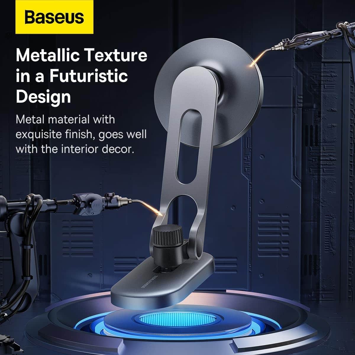 Baseus Silver T-Space Series Folding Metal Magnetic Car Mount