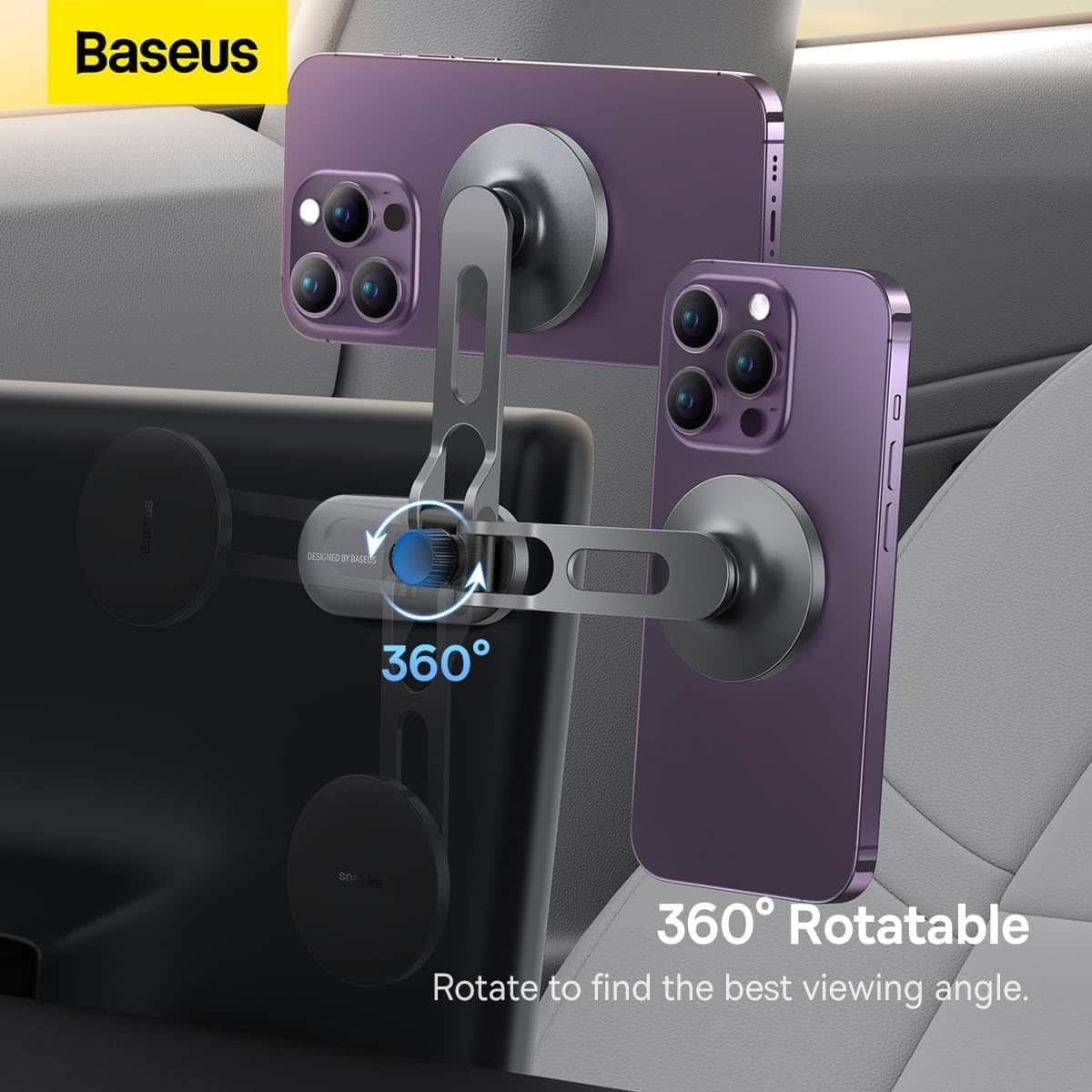 Baseus Silver T-Space Series Folding Metal Magnetic Car Mount
