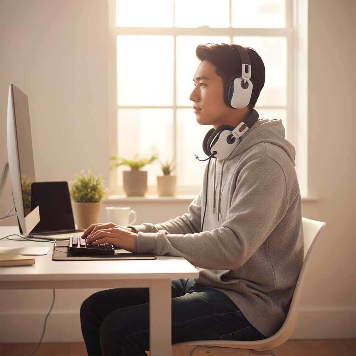 Baseus White GoPlay 1+ Max Wired Gaming Headphones