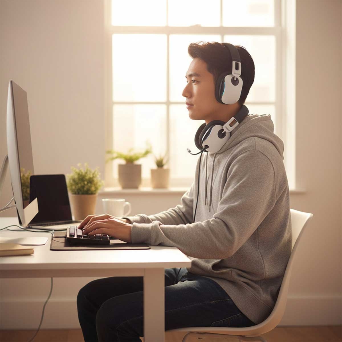 Baseus White GoPlay 1+ Max Wired Gaming Headphones
