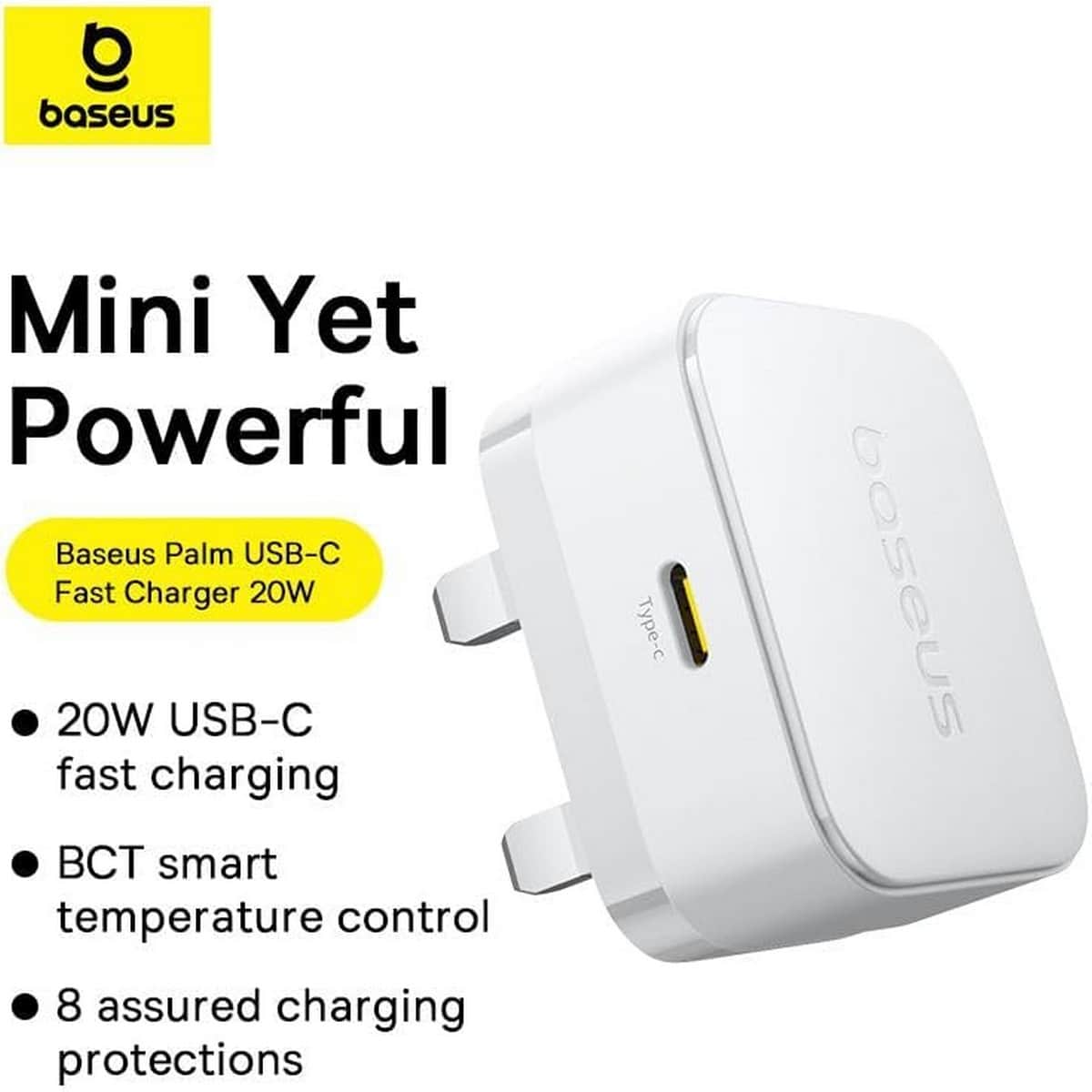 بيسوس شاحن حائط بالم بقدرة 20 واط مع كابل USB-C