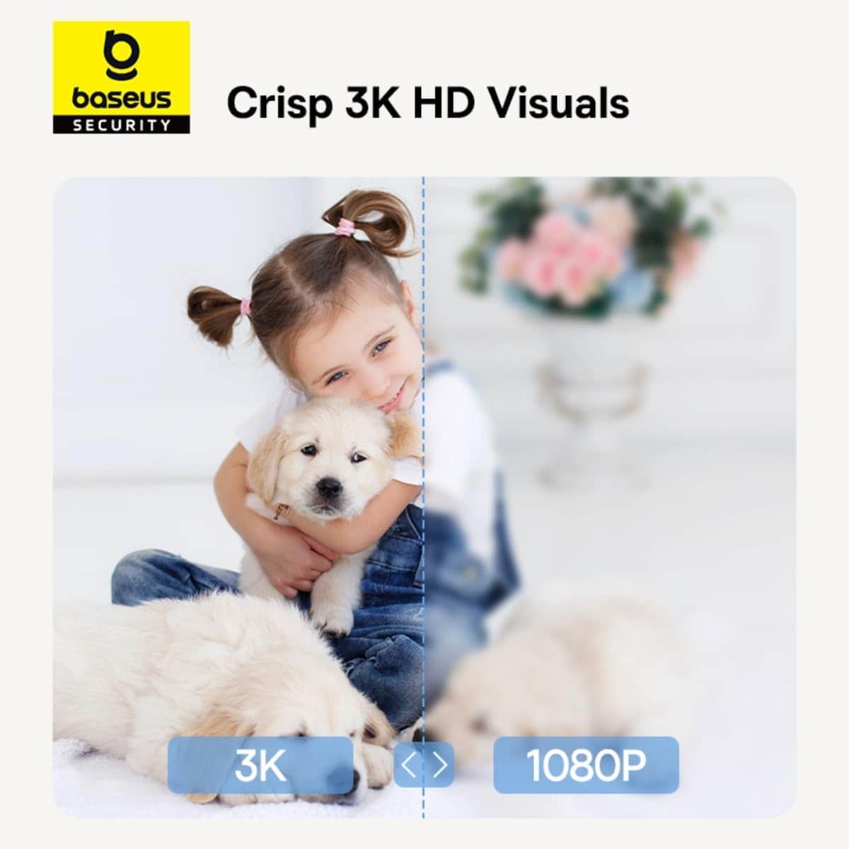بيسوس أبيض سيكيوريتي بي 1 برو 3K كاميرا مراقبة داخلية