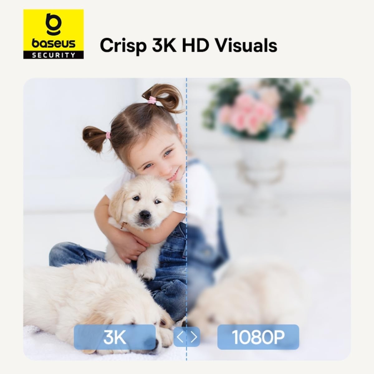 بيسوس أبيض سيكيوريتي بي 1 برو 3K كاميرا مراقبة داخلية