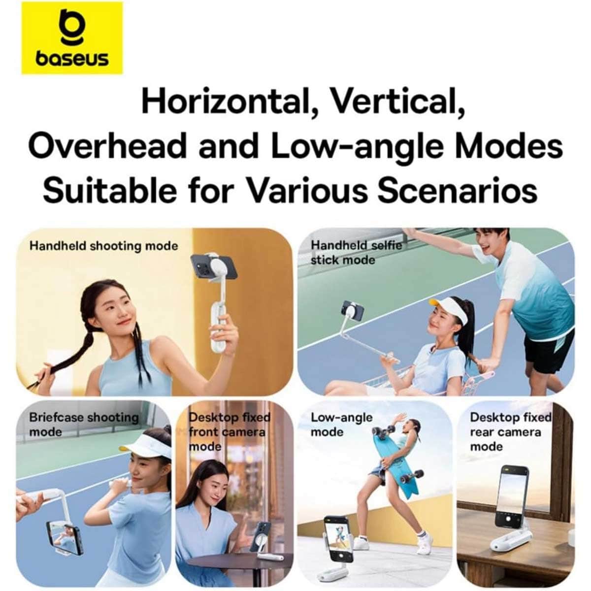 Baseus White TechShot Series Dual-Support Phone Selfie Stick