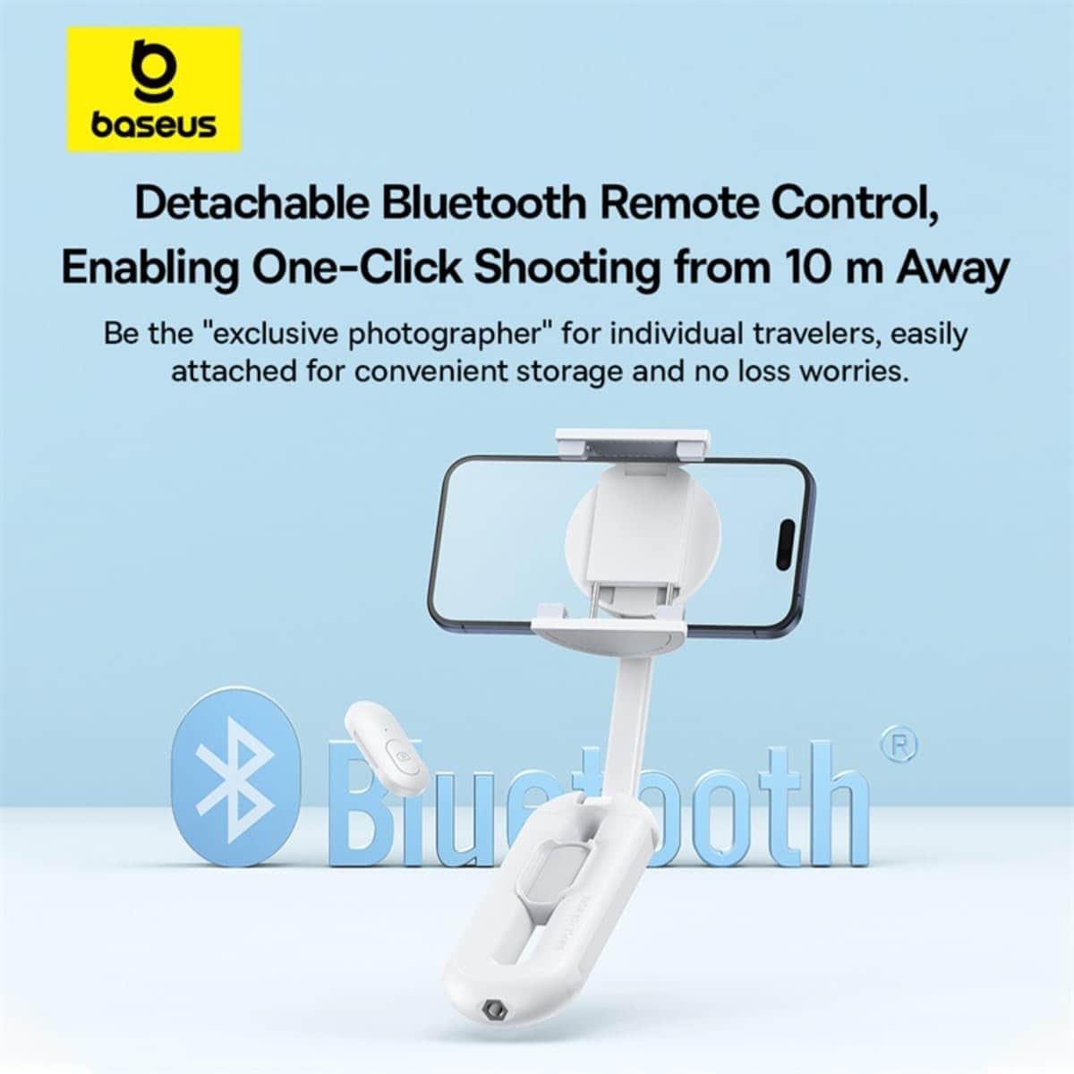 Baseus White TechShot Series Dual-Support Phone Selfie Stick