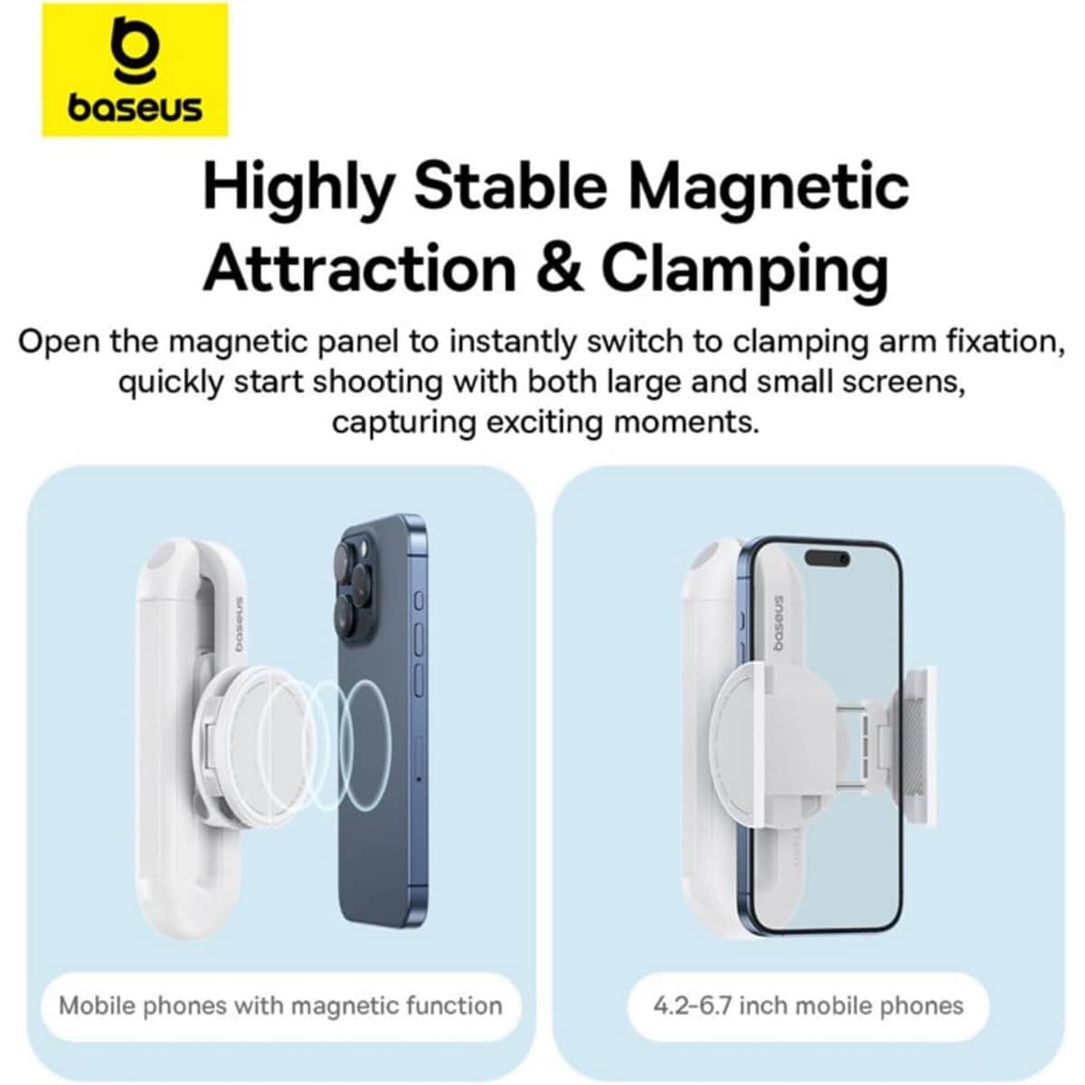 Baseus White TechShot Series Dual-Support Phone Selfie Stick