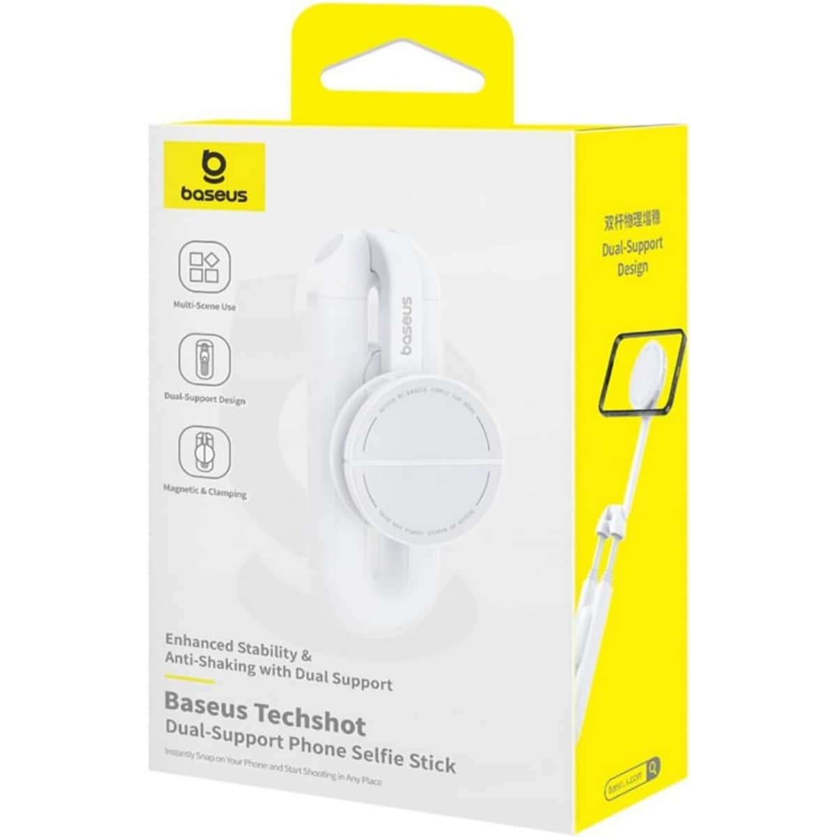Baseus White TechShot Series Dual-Support Phone Selfie Stick