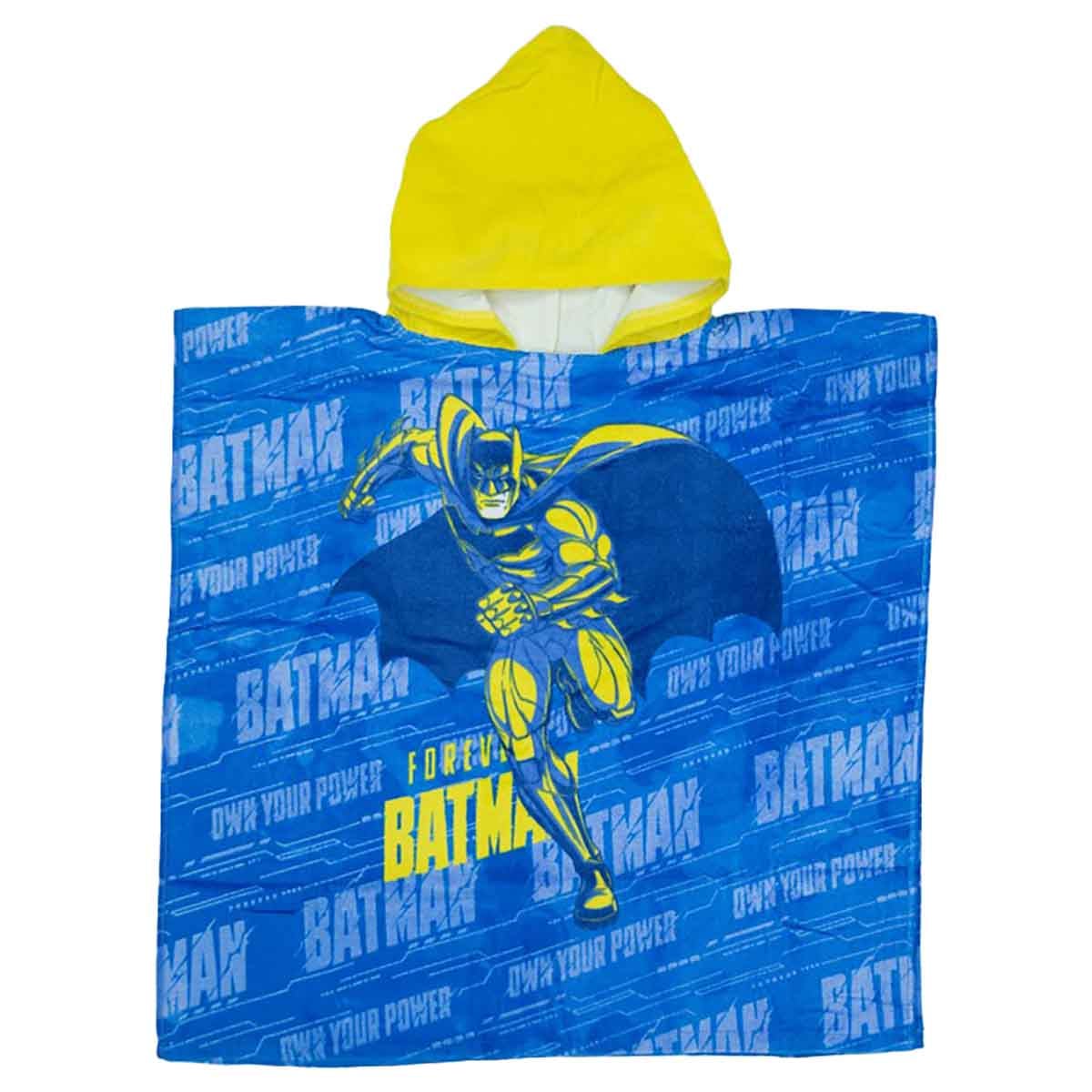 Batman Blue 100% Cotton Soft & Absorbent Hooded Poncho Kids Towel Boys, 3-4 Years