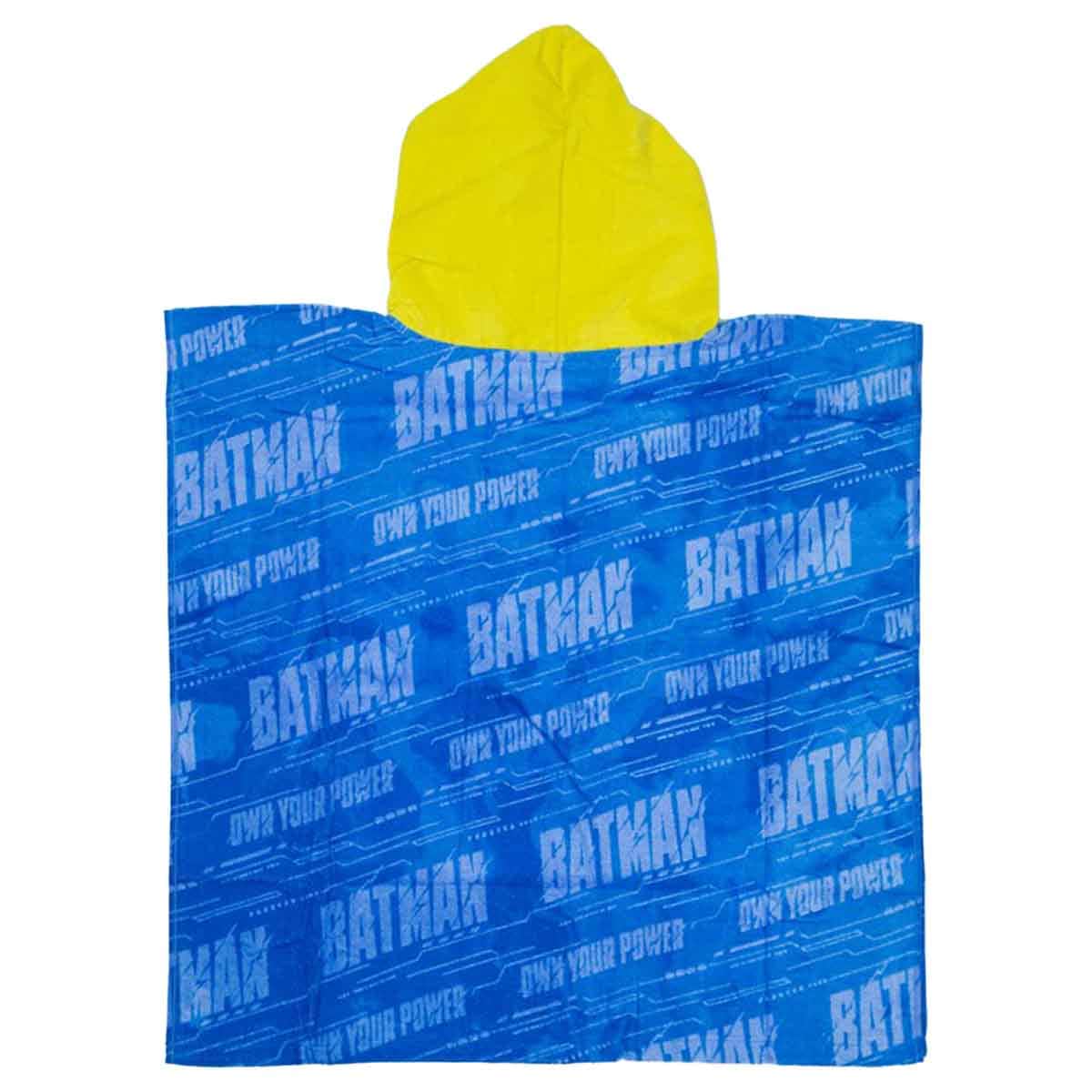 Batman Blue 100% Cotton Soft & Absorbent Hooded Poncho Kids Towel Boys, 3-4 Years