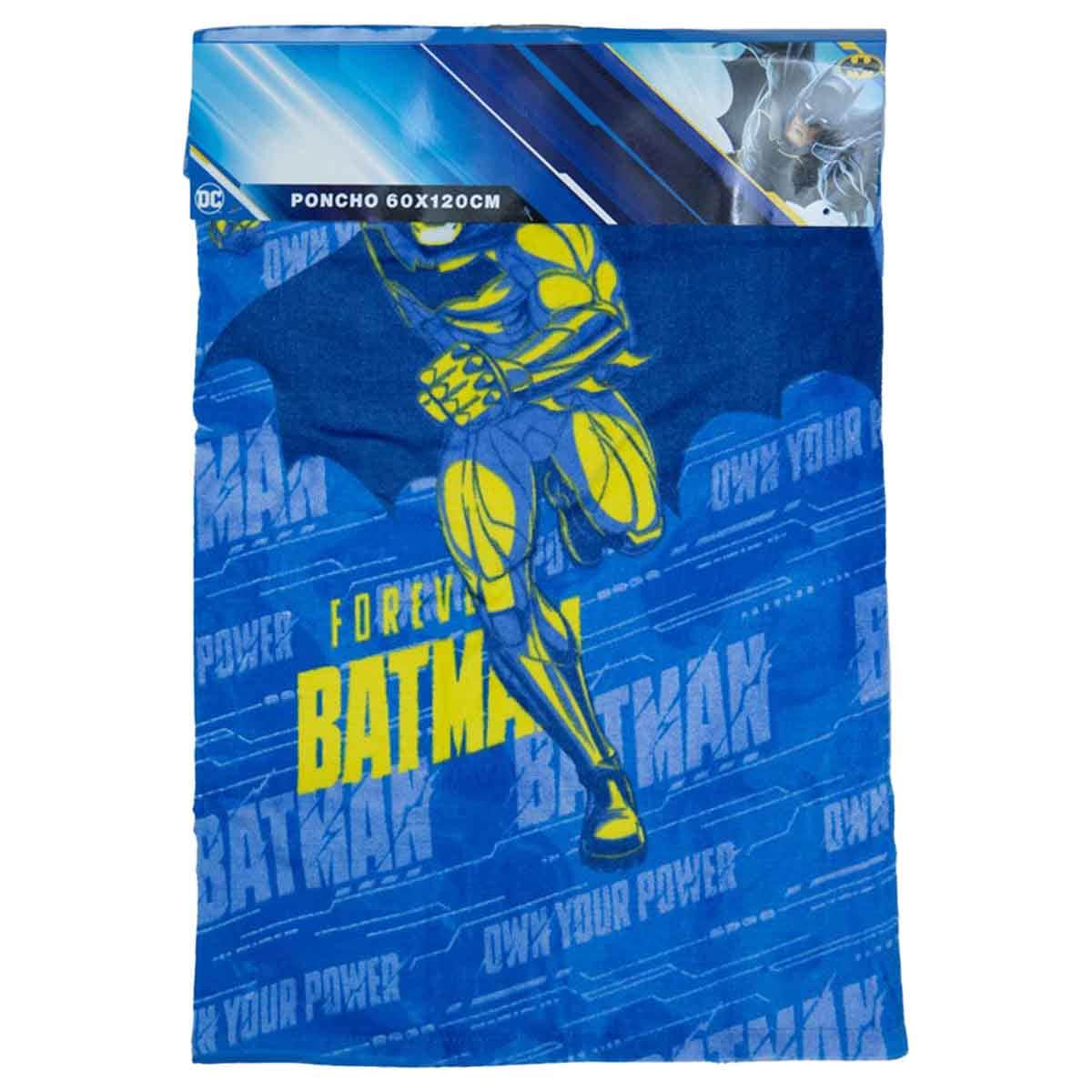 Batman Blue 100% Cotton Soft & Absorbent Hooded Poncho Kids Towel Boys, 3-4 Years