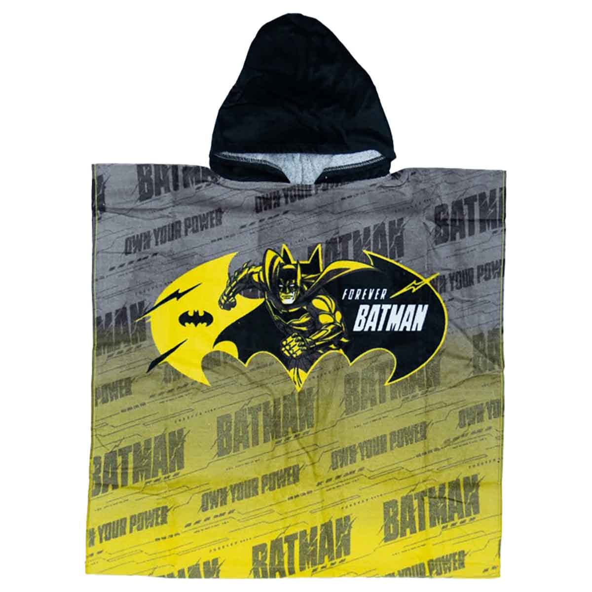 Batman Black Soft & Absorbent Hooded Poncho Kids Towel Boys, 3-4 Years