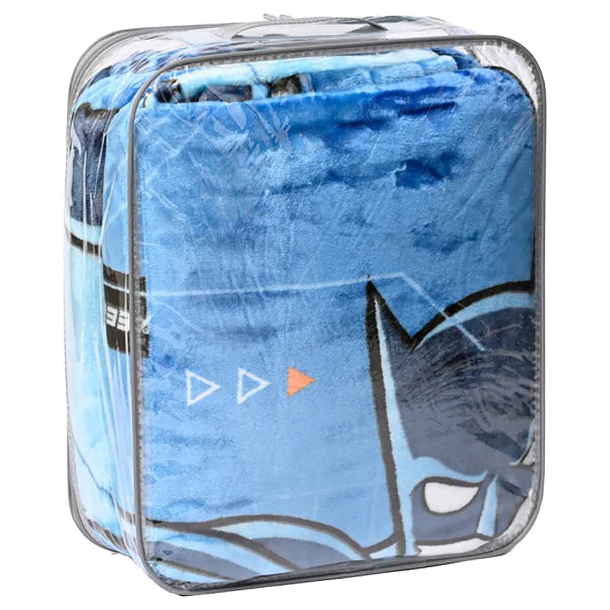 Batman 100% Polyester Blue Raschel Blanket Throw