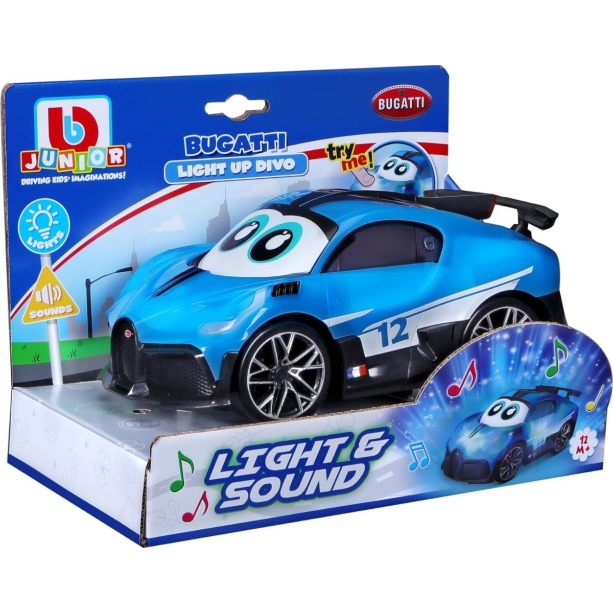 BB Junior Bugatti Light-Up Divo Light & Sound Car Toy Toddler, 0-2 Years