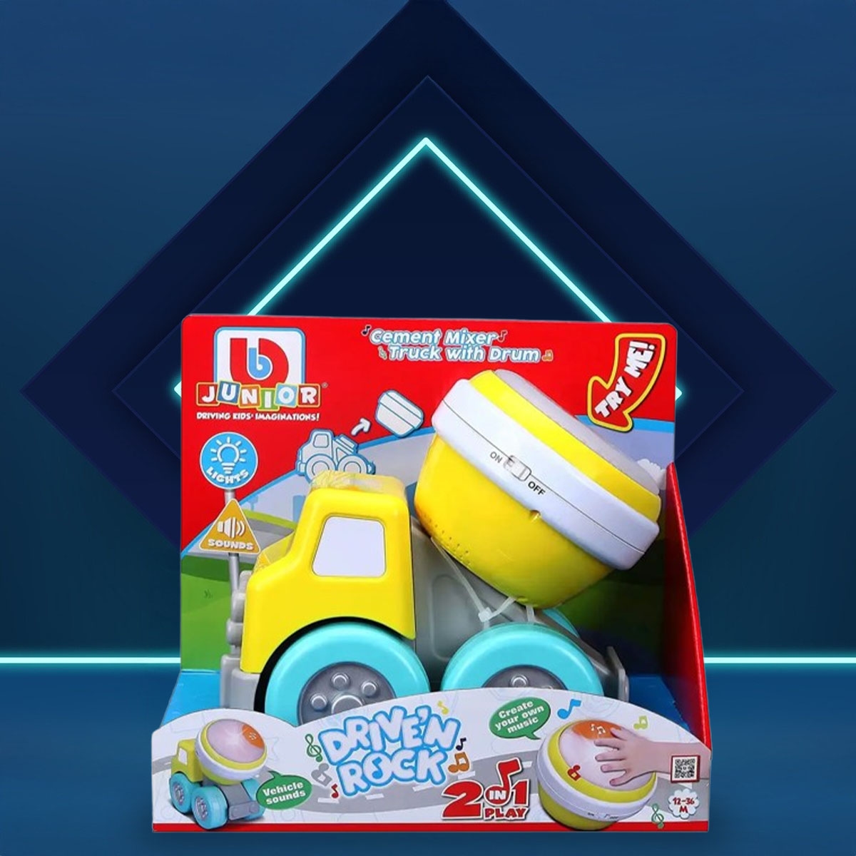 BB Junior Cement Mixer Truck with Drum Unisex, 0-2 Years