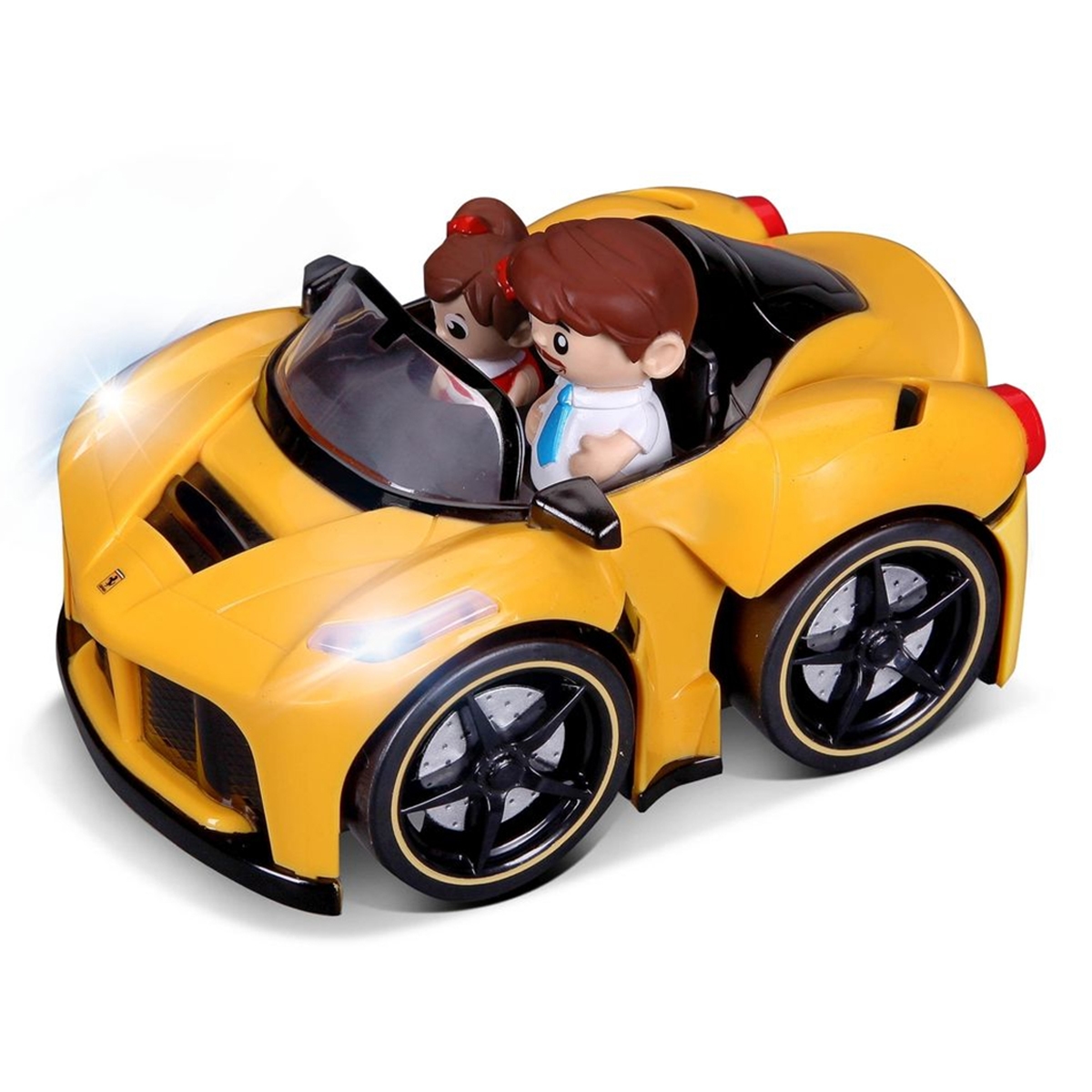 BB Junior Yellow Ferrari LaFerrari Aperta Poppin Drivers Car Toy Toddler, 0-2 Years