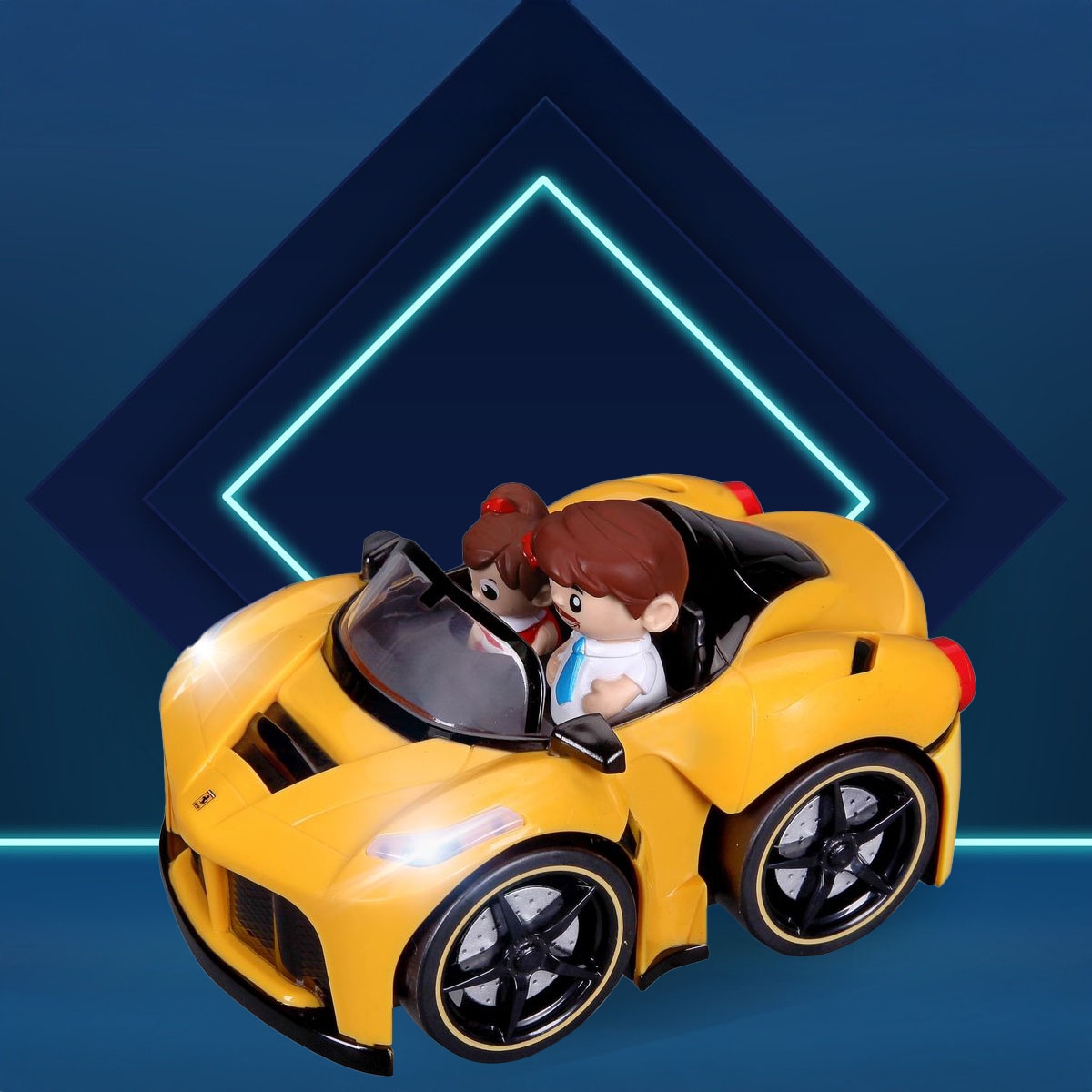 BB Junior Yellow Ferrari LaFerrari Aperta Poppin Drivers Car Toy Toddler, 0-2 Years