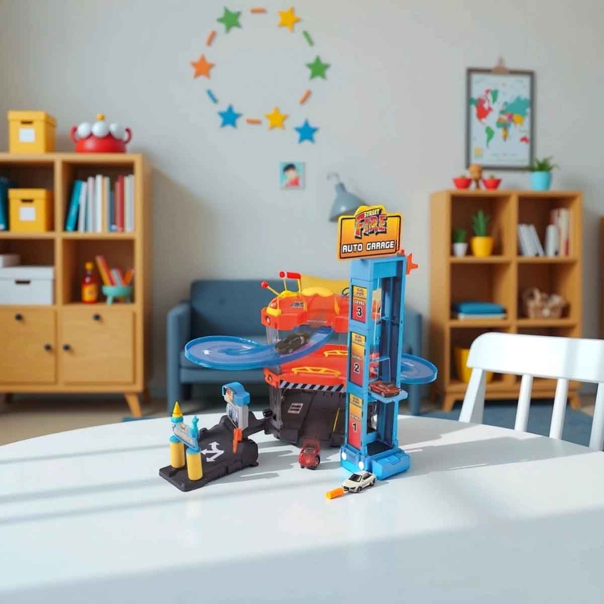 Bburago 1/43 Street Fire Auto Garage & Race Series Diecast Car Playset Bundle Unisex, 3-4 Years