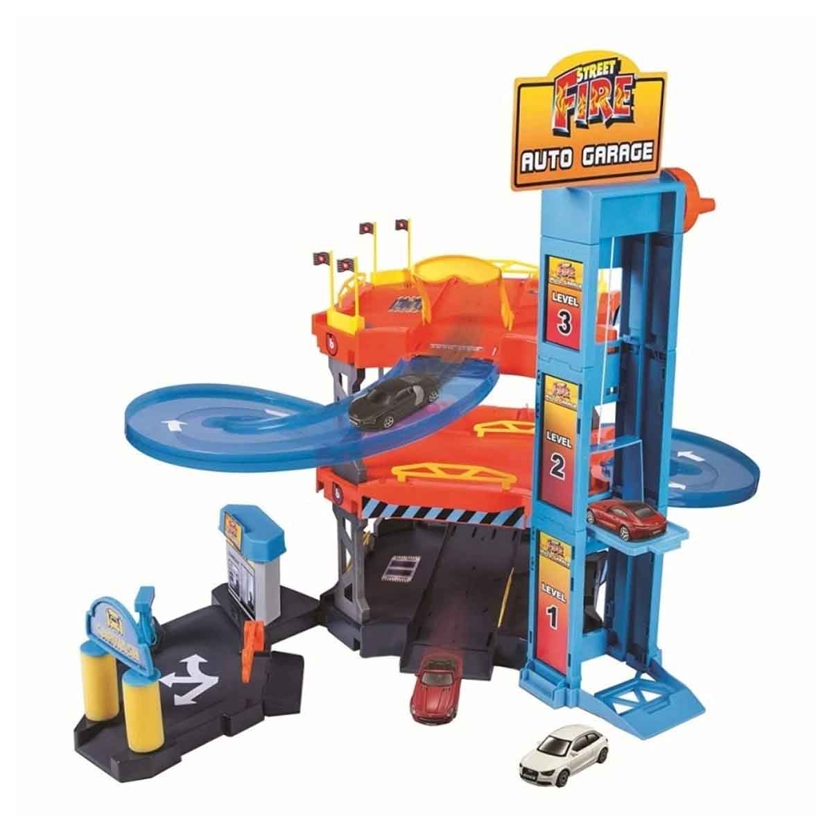 Bburago 1/43 Street Fire Auto Garage & Race Series Diecast Car Playset Bundle Unisex, 3-4 Years