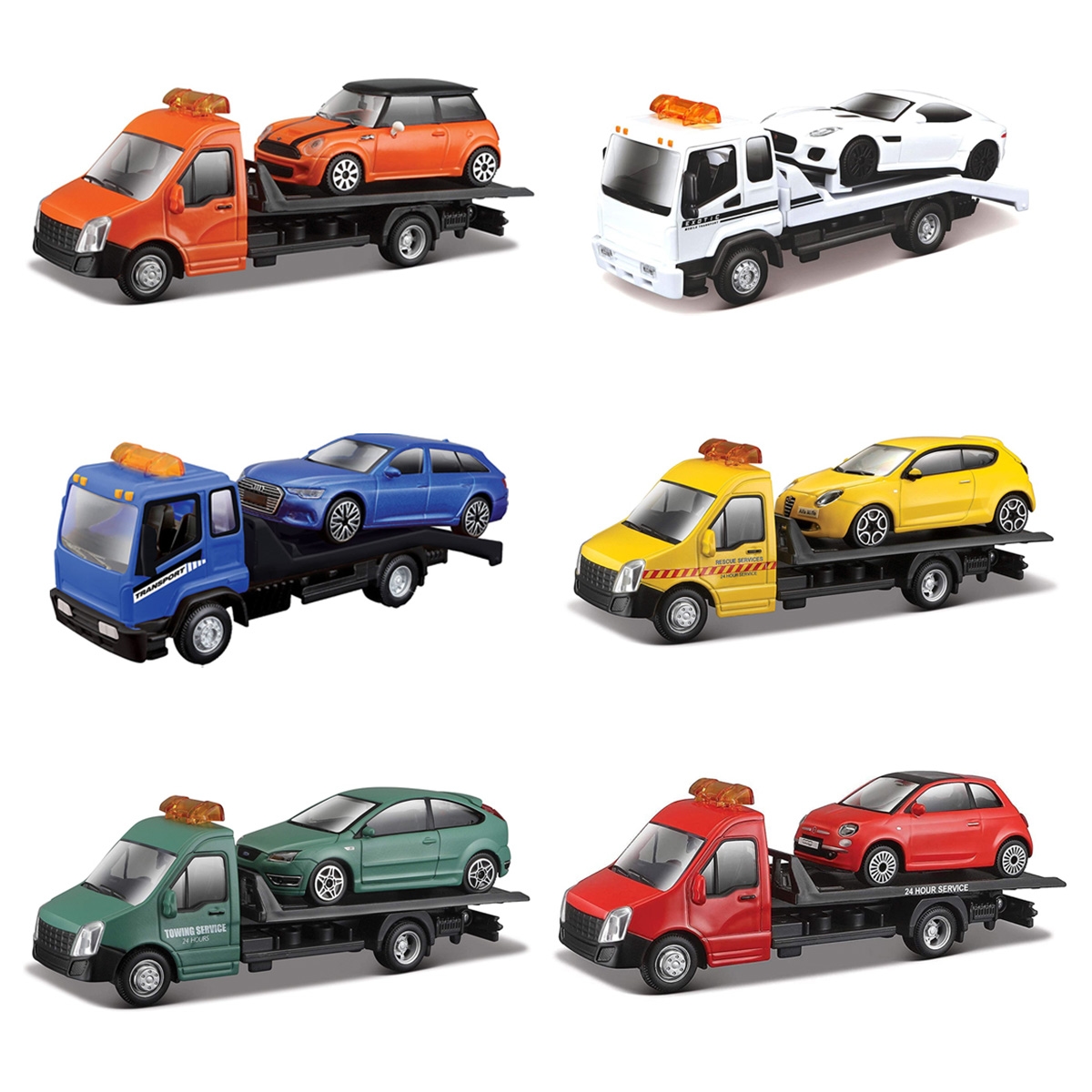 بوراغو مجموعة نقل بمنصة مسطحة متنوعة ستريت فاير 18-31399 بمقياس 1:43 للأولاد، 3-4 سنوات