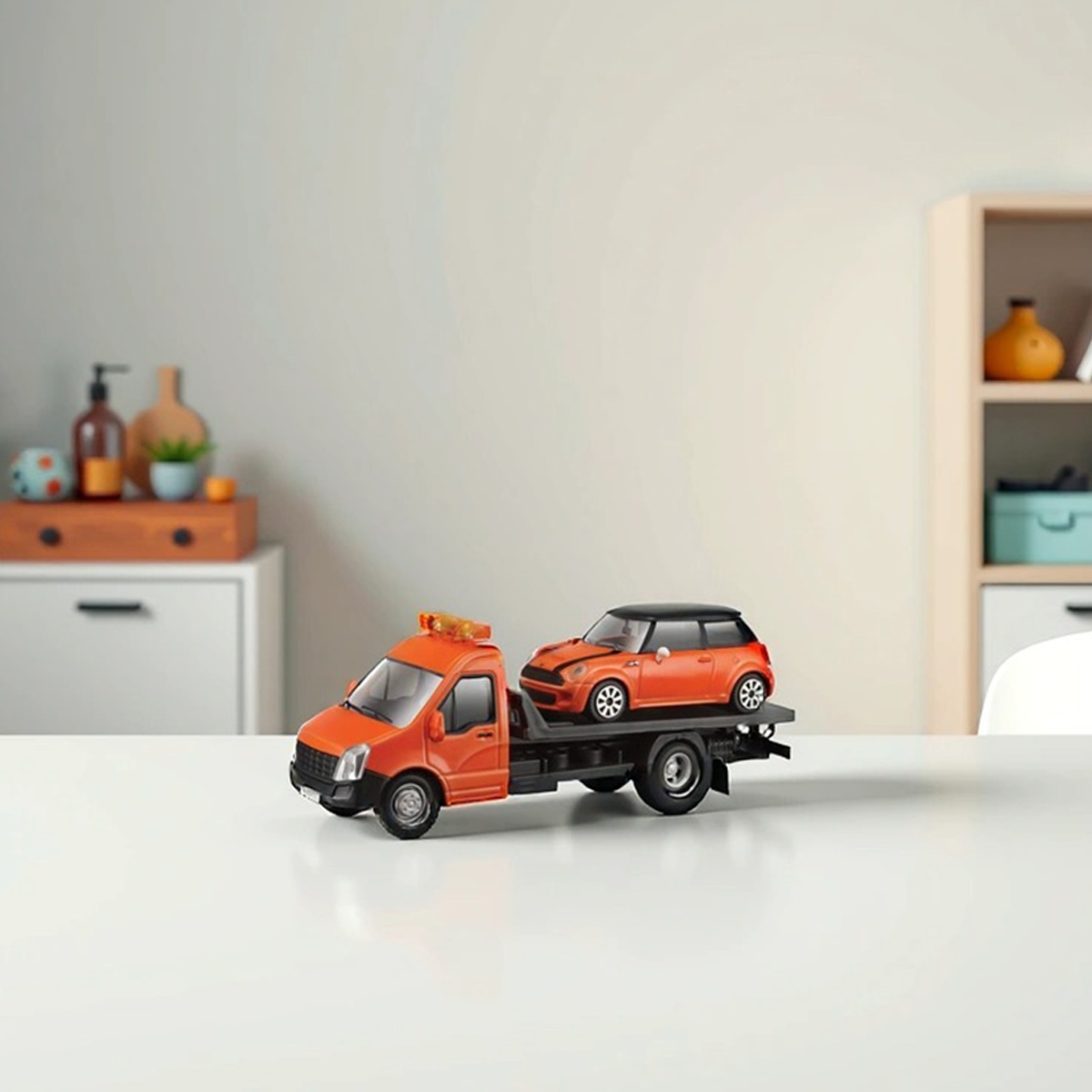 بوراغو مجموعة نقل بمنصة مسطحة متنوعة ستريت فاير 18-31399 بمقياس 1:43 للأولاد، 3-4 سنوات