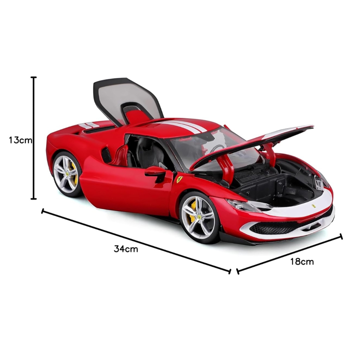 Bburago 1:18 Scale 2022 Ferrari 296 GTB Rosso Corsa Diecast Car Unisex, 3-4 Years